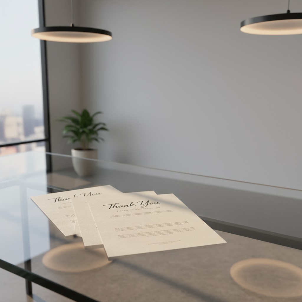 A modern office space with grey walls, glass table and black lights.